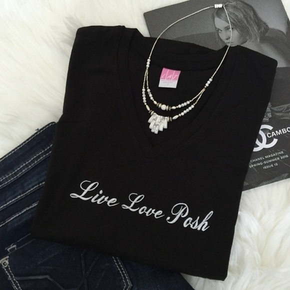LIVE Love Posh™ Embroidered Tee. Price firm. - Picture 1 of 3